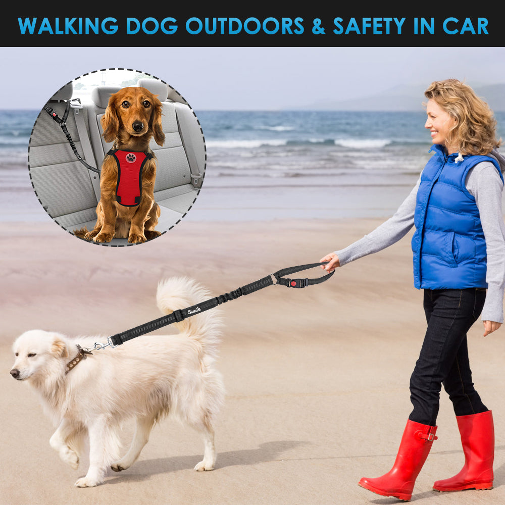 2 Pack Dog Headrest Restraint Seat Belt - Black