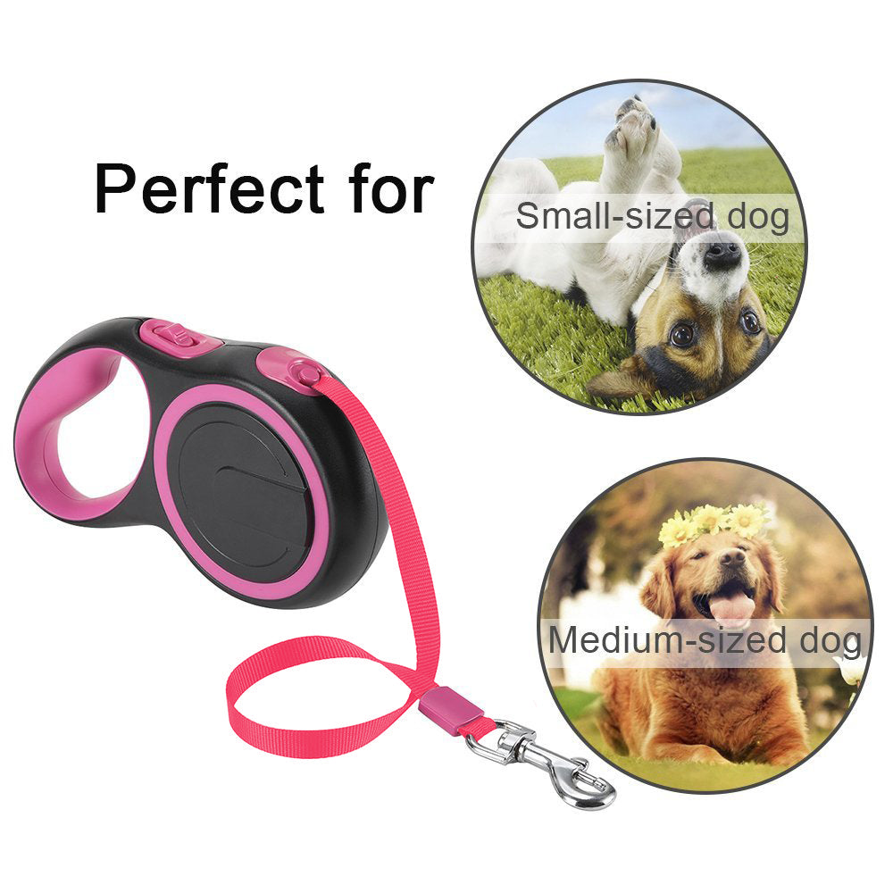 Retractable Dog Leash - Black & Pink