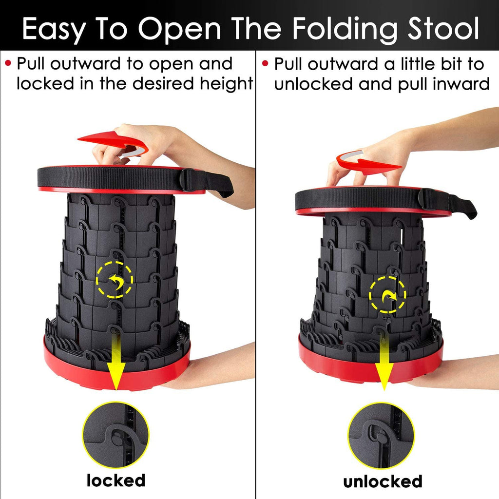 Retractable Folding Stool - Red