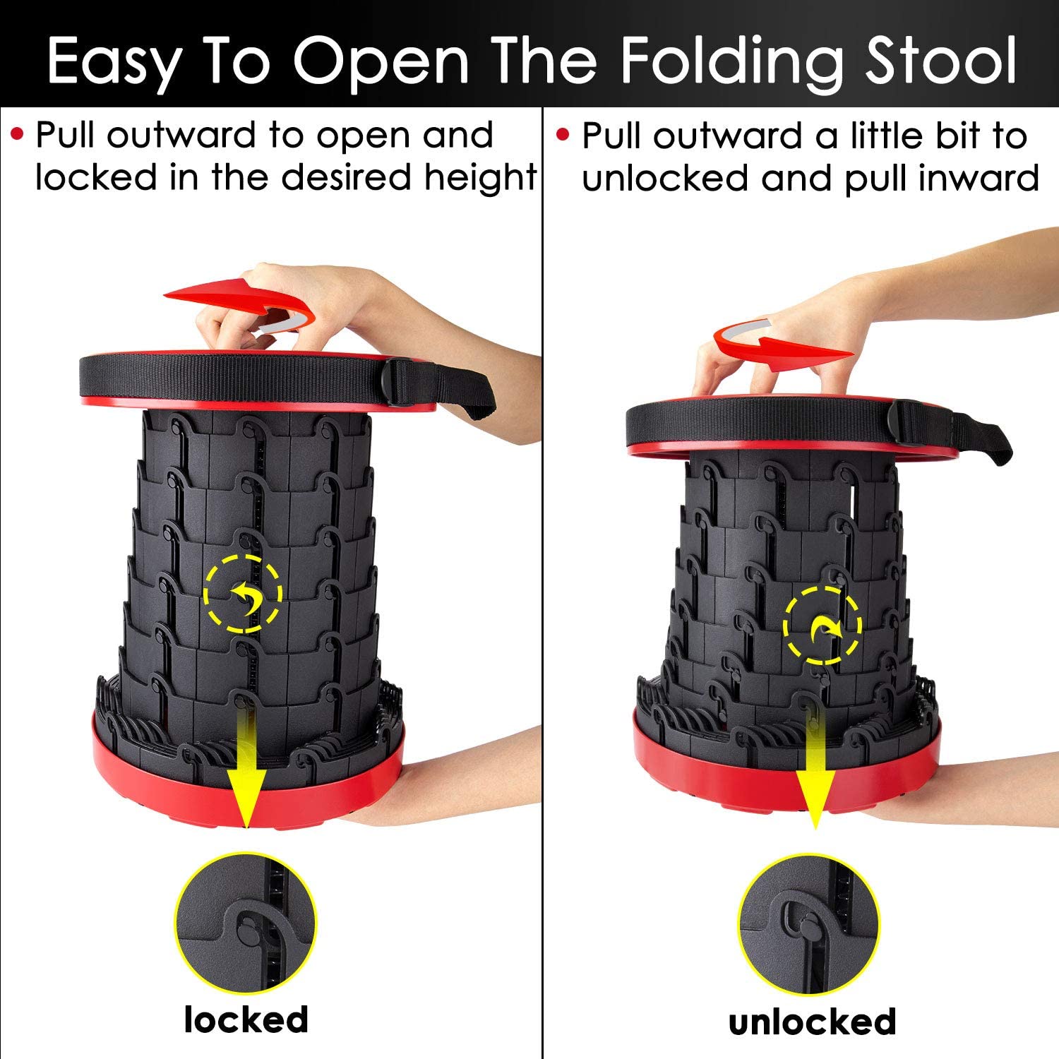 Retractable Folding Stool - Red