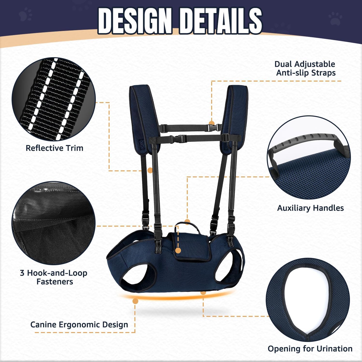 SlowTon Dog Lift Harness for large dog - Full Body Dog Sling Carrier with Adjustable Straps & Control Handle, Breathable Support Backpack for Elderly Injured Arthritic Disabled Medium Large Dogs