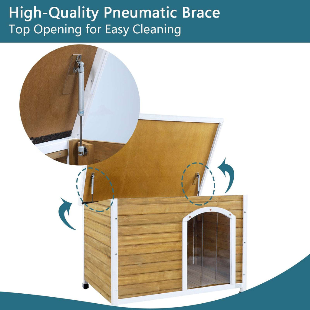 PETSFIT Wooden Dog House for Medium to Large Dogs