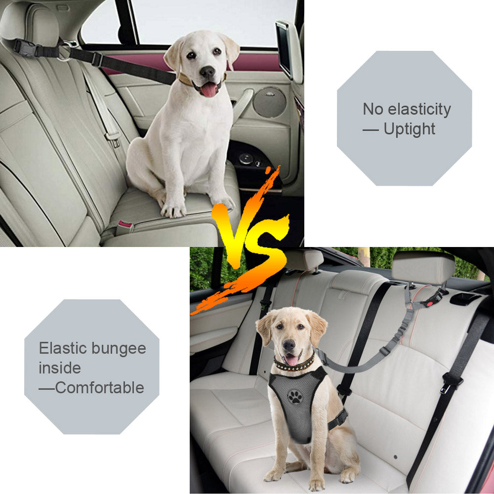 2 Pack Dog Headrest Restraint Seat Belt - Grey