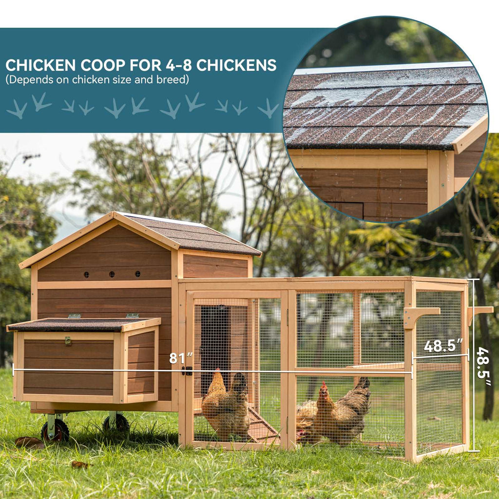 PETSFIT Chicken Coop With Run Tractor 81" Hen House