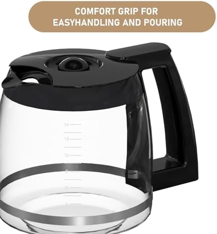 14-Cups Coffee Carafe Replacement Pot Compatible with Cuisinart Coffee Machine DCC-2200RC, DCC-2200, DCC-3200, DCC-3200P1, DCC-3200FR, DCC-3200CPAMZ, DCC-2600, DCC-2800,DCC-1800FR, CBC-7400 CBC-7000PC