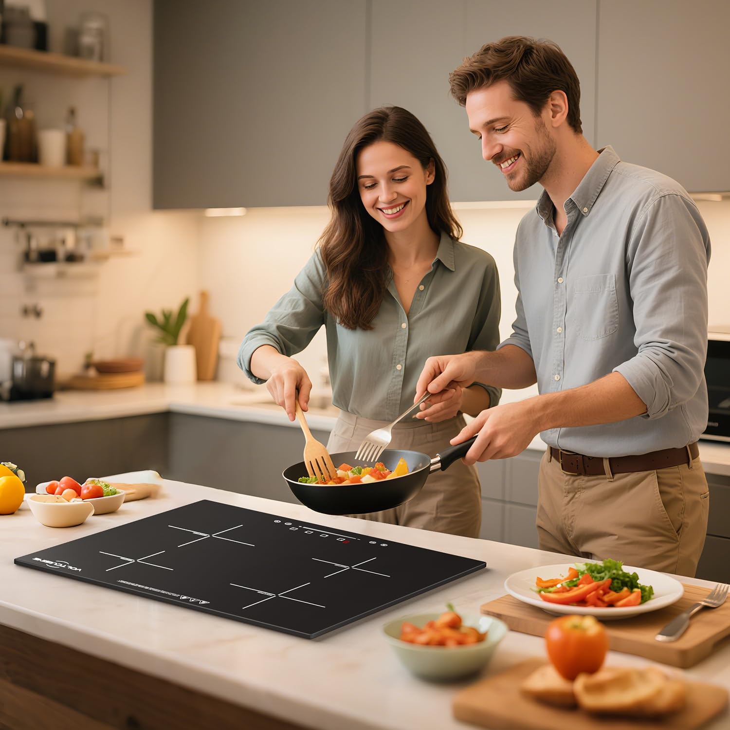 1200W Portable Induction Cooktop, Single Burner Electric Stove, Magnetic Cookware Compatible, Touch Control, 8 Power Levels, Timer, Black Crystal Glass Surface