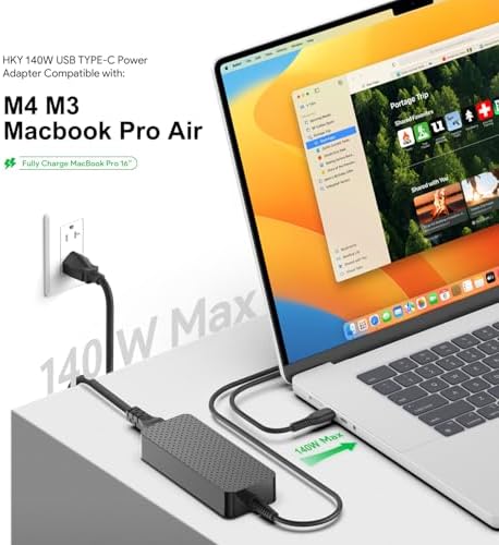 140W USB C Charger Power Adapter HKY PD3.1 GaN 28V 5A Power Supply for HP OMEN Transcend 14 Spectre x360 16" Msi Prestige 14 16 AI Studio Summit E16 AI Studio eero PoE Gateway FSP140-APDAR02 TPN-LA29
