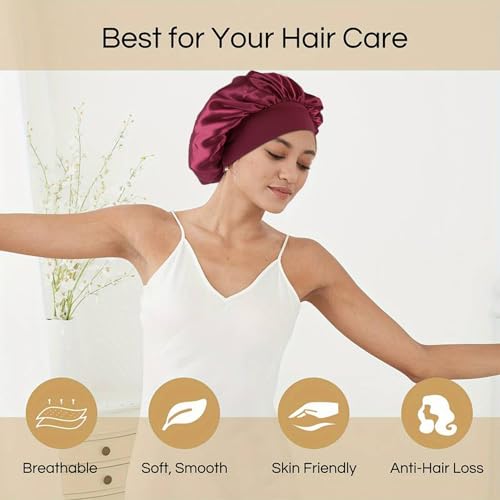 12 Pieces Silk Bonnet for Women Curly Hair Satin Bonnet Hair Wrap for Sleeping Cap with Tie Band (Multicoloured4)
