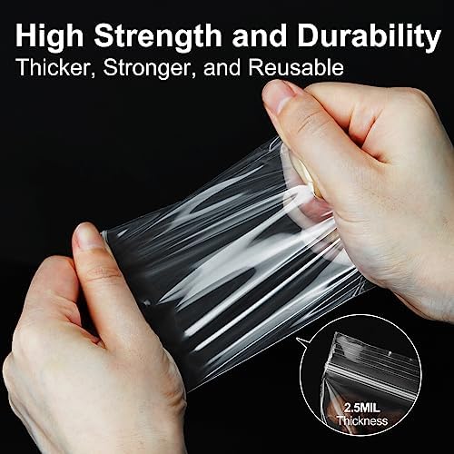 1200Pcs Small Plastic Bag for Jewelry, 3x4'' Small Zip Bag Baggies Resealable, 2 Mil(2 Layer) Durable Small Zip Bag for Pill and Small Business - Clear