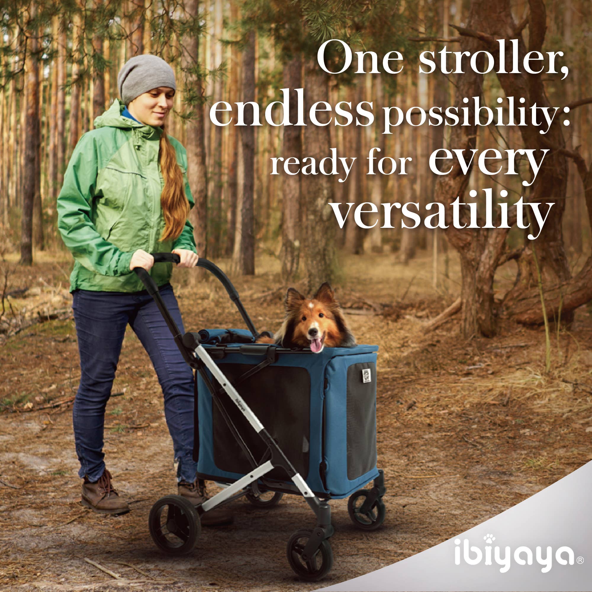Ibiyaya BigBuddy Pet Stroller and Crate Combo, 2-in-1 Collapsible Medium-to-Large Pet Wagon for Cats and Dogs