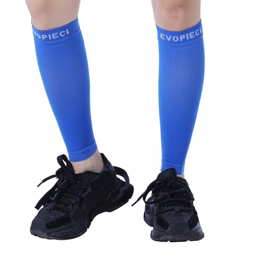 15-20mmHg Calf Compression Sleeve Men and Women Wide Calf Sleeve Brace Compression Socks for Leg Support, Shin Splint,Pain Relief (Blue, Large)