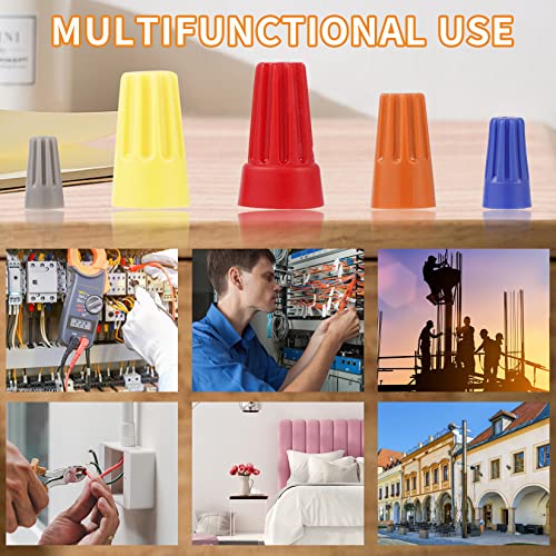 1000PCS Wire Connectors Nuts 22-16 AWG Electric Wire Caps Insulating Insert Twist Electrical Wire Connectors Grey Wire Assortment Nuts for Quick Connection