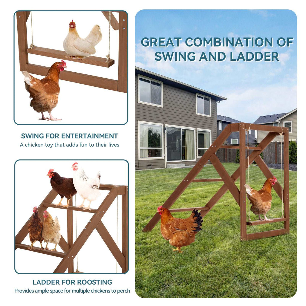 PETSFIT Chicken Swing Set for 4 Chicken Perches with Swing Fit for 8-10 Chicks