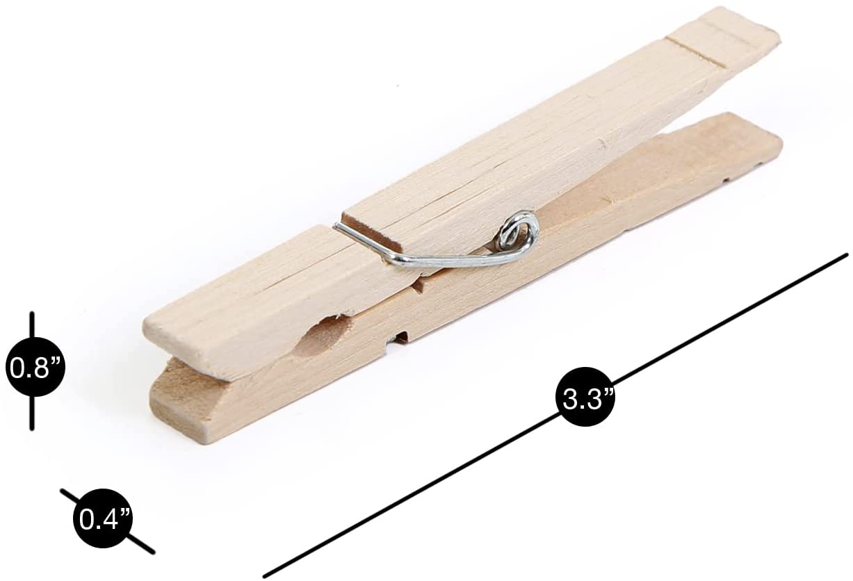 4-Coil Heavy Duty Wooden Clothespins
