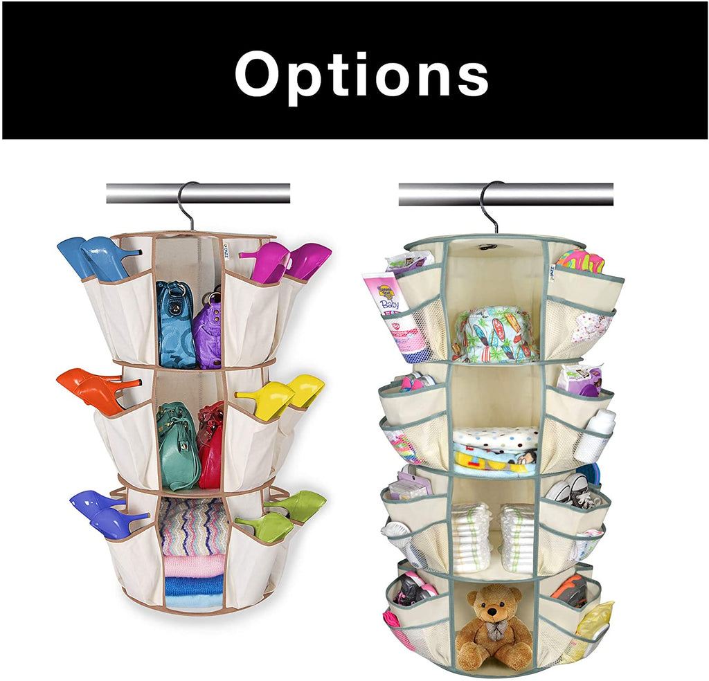 4-Tier Smart Carousel Organizer with Pockets and 360 Degree Swivel