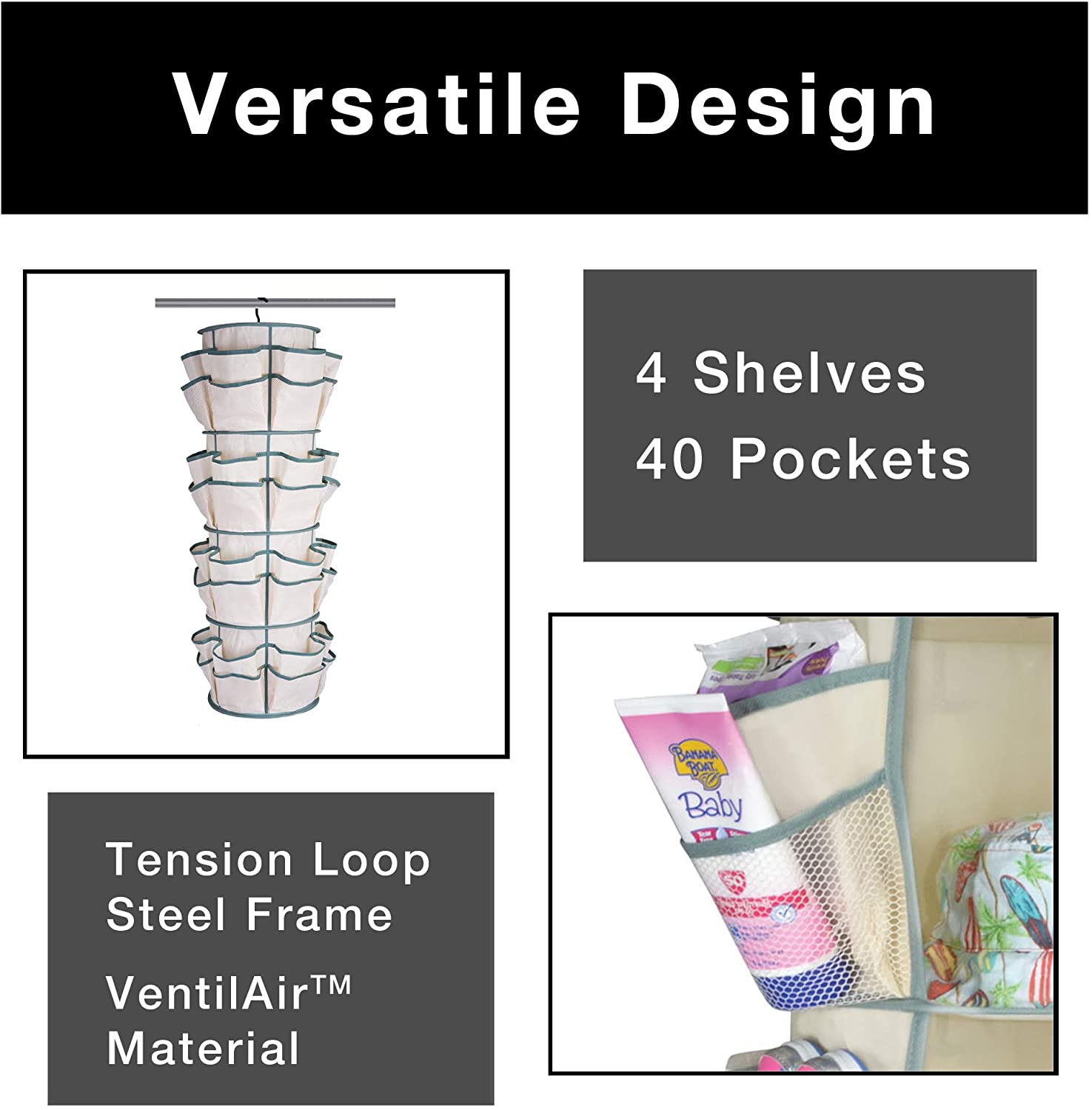 4-Tier Smart Carousel Organizer with Pockets and 360 Degree Swivel
