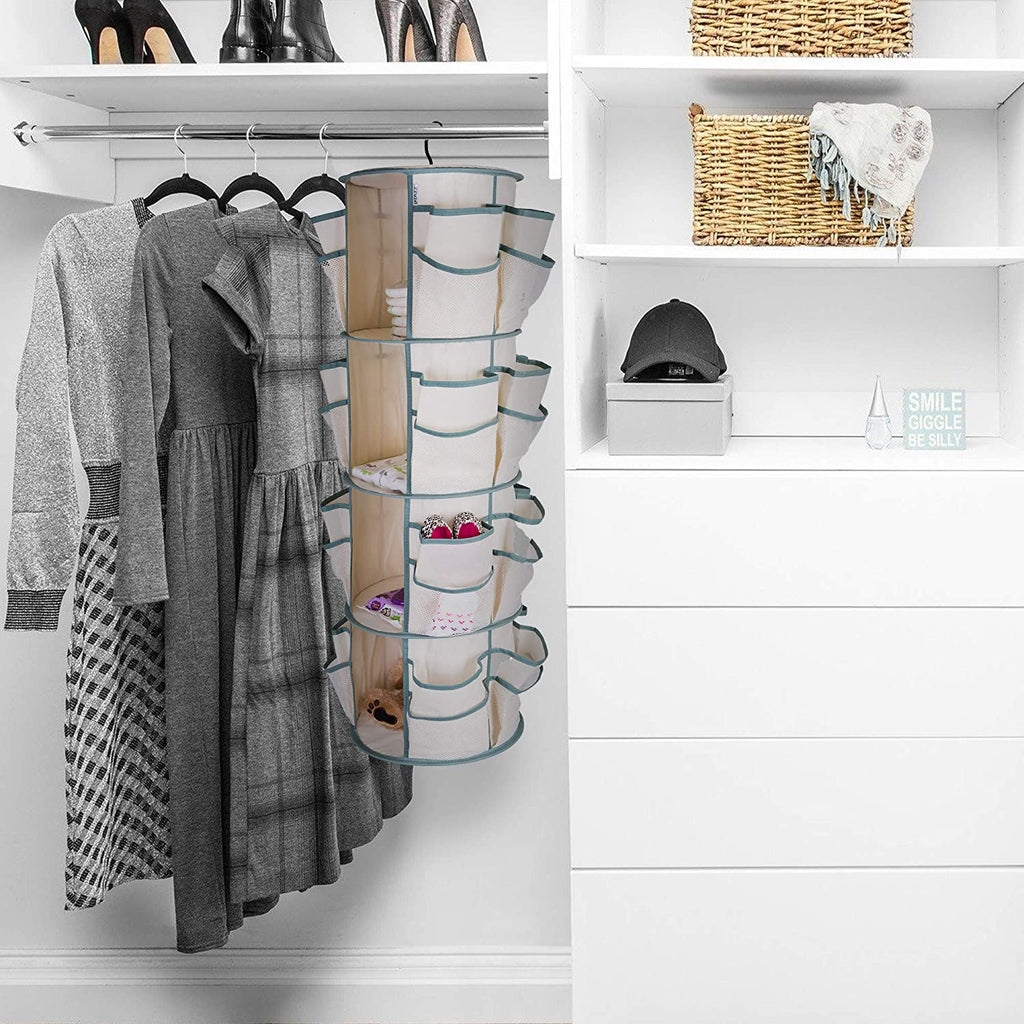 4-Tier Smart Carousel Organizer with Pockets and 360 Degree Swivel