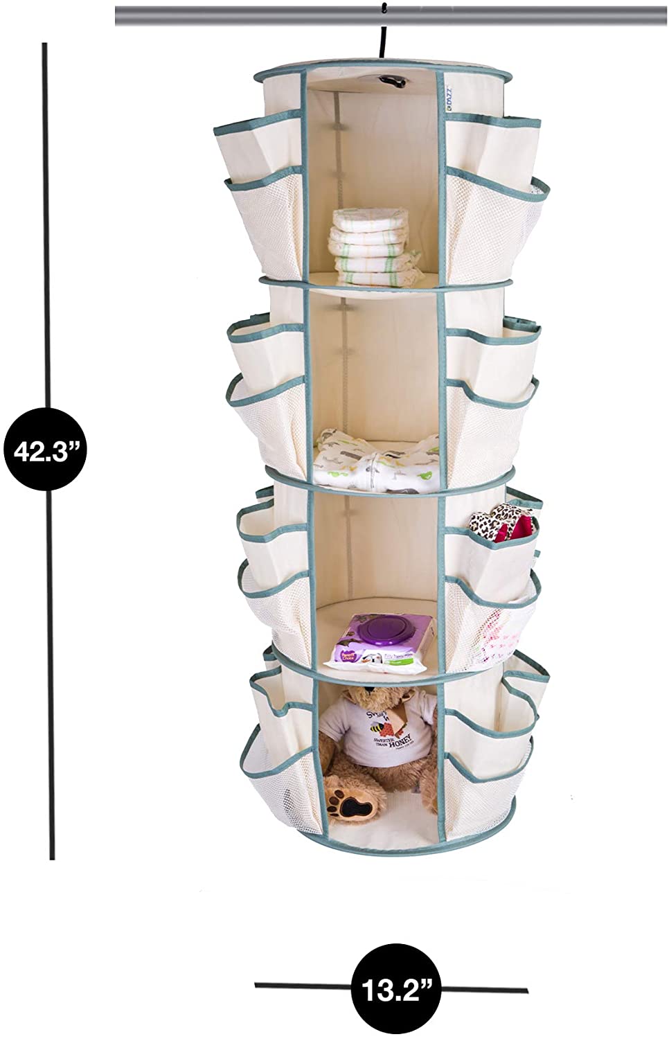 4-Tier Smart Carousel Organizer with Pockets and 360 Degree Swivel