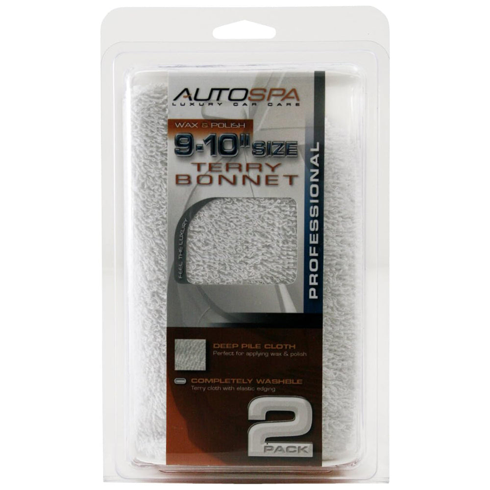 AutoSpa Cotton Terry Application Bonnets - 9-10" (2 pack)