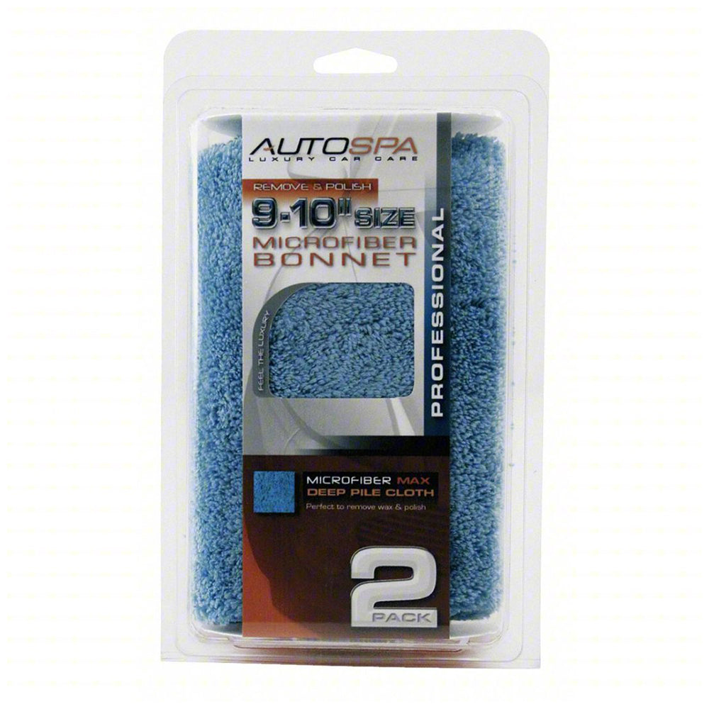AutoSpa Blue Microfiber Polishing Bonnets - 9-10" (2 pack)