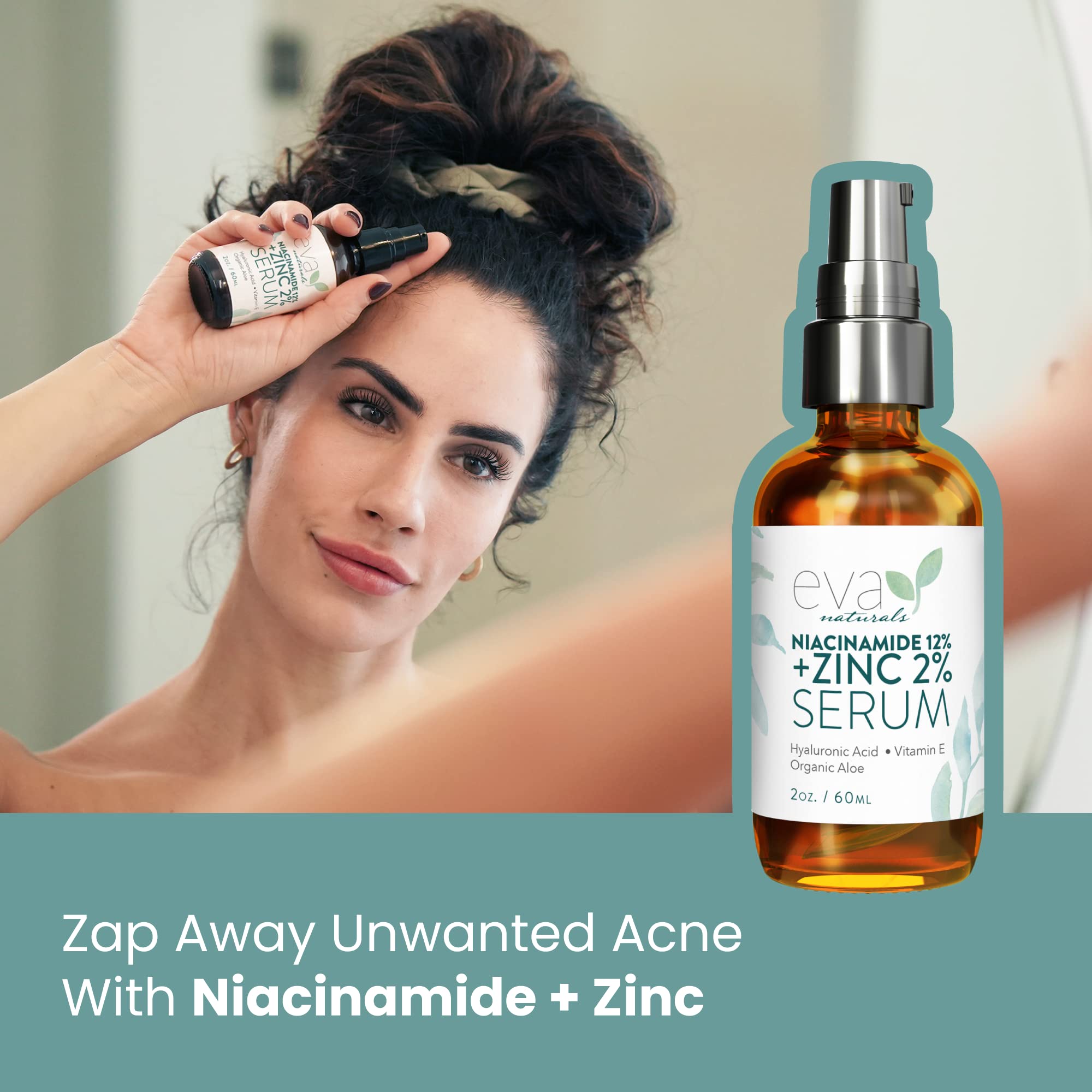 12% Niacinamide Serum for Face + Zinc PCA - Vitamin B3, 2% Zinc PCA and Hyaluronic Acid Serum Known to Even Skin Tone, Shrink Pores, Pump Fine Lines, Reduce Oil, and Hydrate, 2 Oz (2 Pack)
