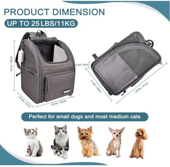 Jespet Pet Backpack for Dogs and Cats