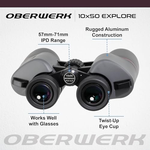 10x50 Explore Binoculars - Compact & Lightweight Binoculars for Adults | Bird Watching, Hiking, & Outdoor Use | Wide 6.0° FOV | Fully Multi-Coated & Waterproof | Includes Case & Neck Strap