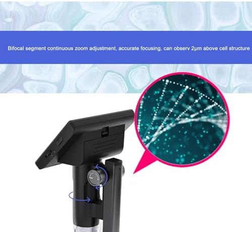 1080P Digital Microscope with 5in 800x480 Screen, USB 2600mAh Camera Microscope with Optical 1000X Digital 8X Zoom 3 Lighting Modes, Microscope for Soldering Research
