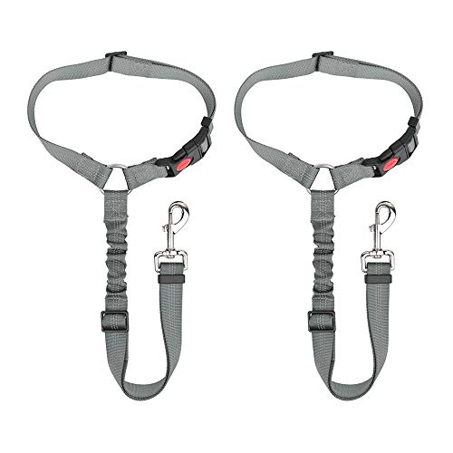 2 Pack Dog Headrest Restraint Seat Belt - Grey