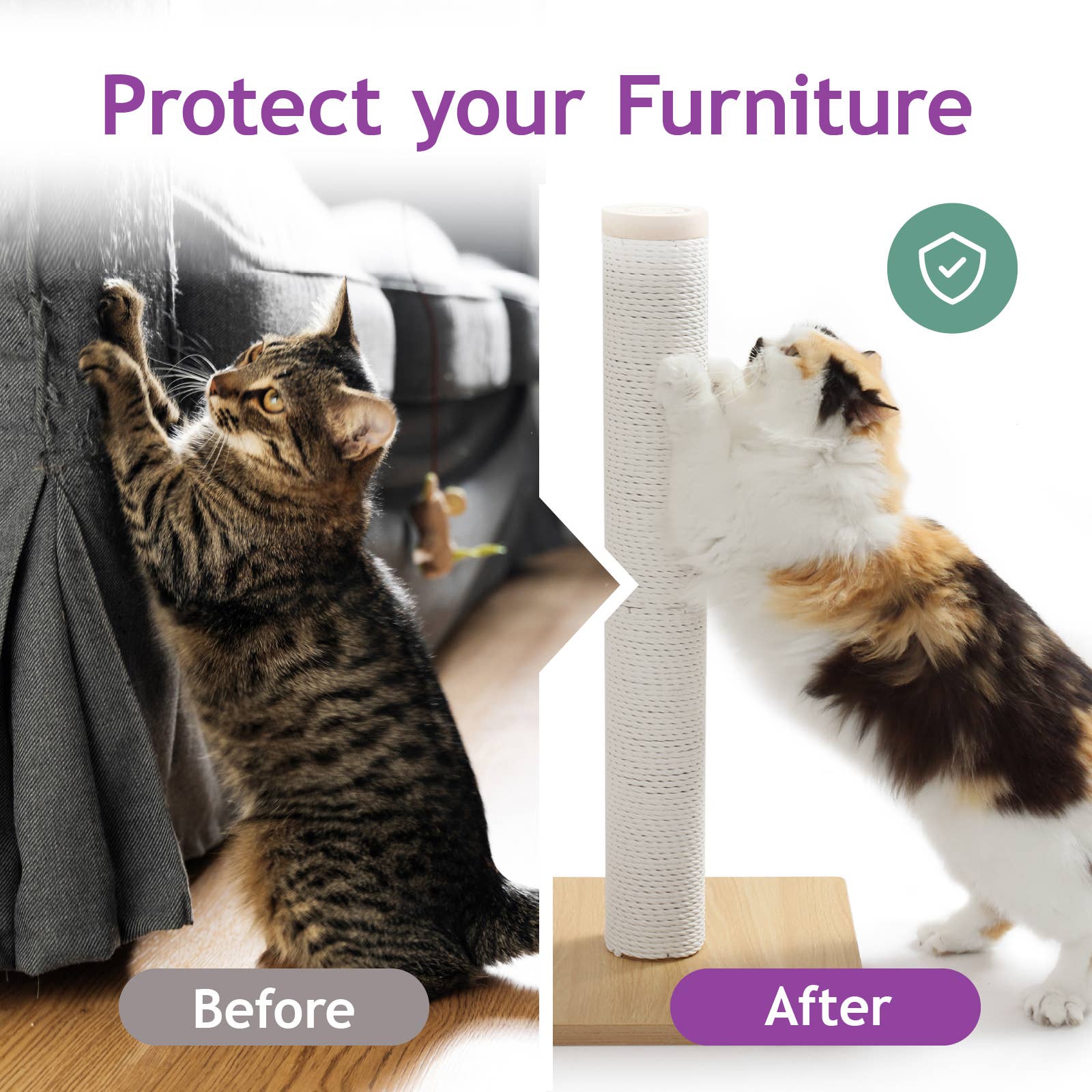 Necoichi Premium Comfort Cat Scratching Post – Sturdy, Stylish, Replaceable Pad
