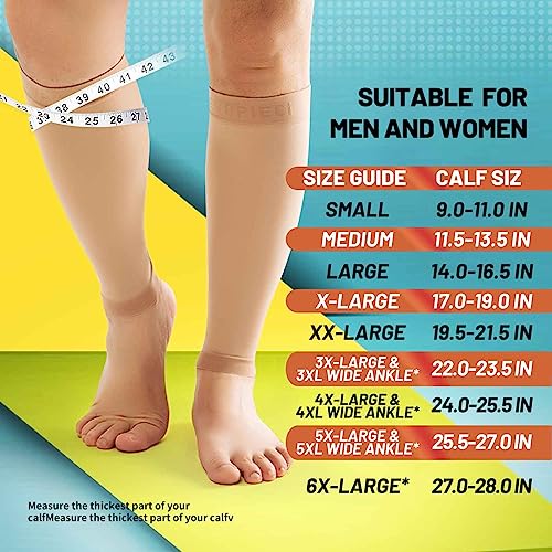 15-20mmHg 20 Pair Men and Women Wide Calf Sleeve Brace Compression Socks for Leg Support, Pain Relief
