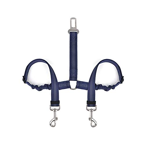 Double Dog Car Seatbelt - Blue