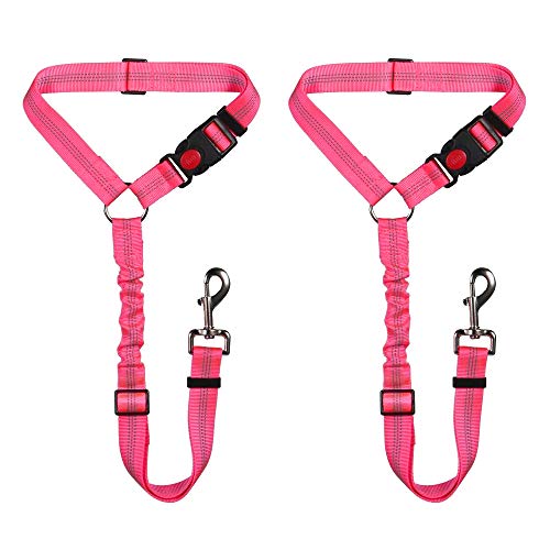 2 Pack Dog Headrest Restraint Seat Belt - Fluorescence Pink