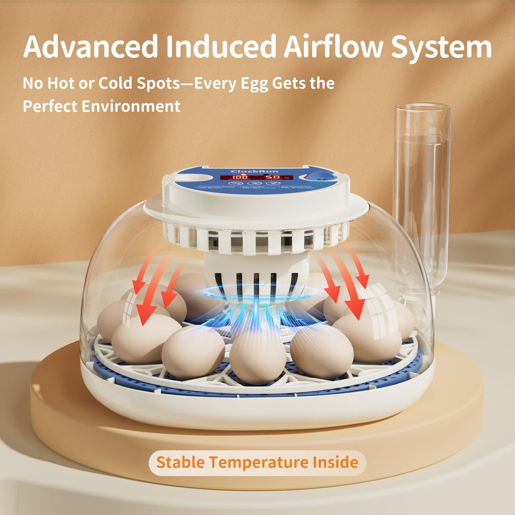 12 Egg Incubators for Hatching Eggs, Temperature and Humidity Control, Automatic Egg Turning, Egg Candler, Automatic Water Refill, for Chicken, Quail & Duck Eggs, Perfect for Home, Farm, Classroom