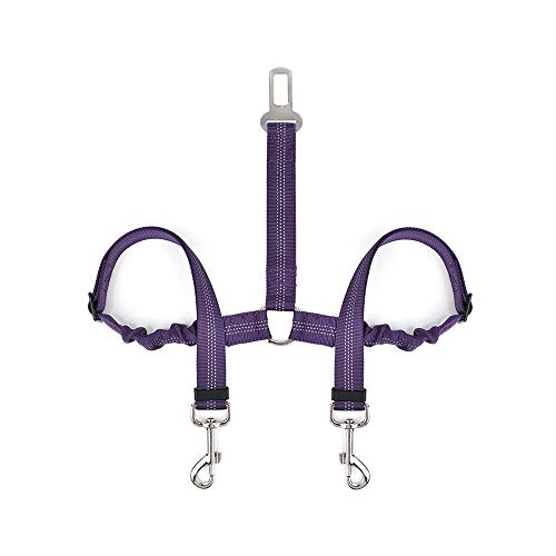 Double Dog Car Seatbelt - Purple