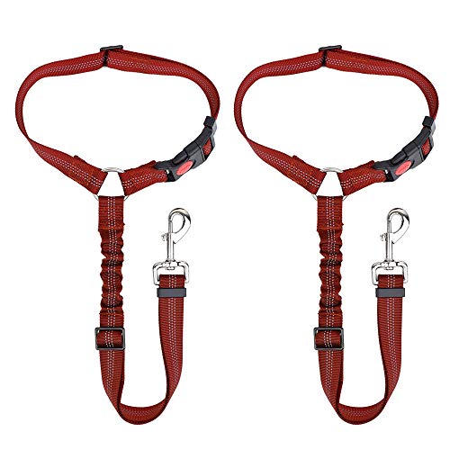 2 Pack Dog Headrest Restraint Seat Belt - Red