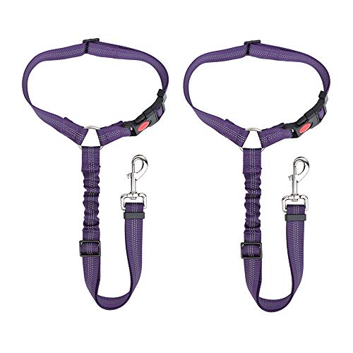 2 Pack Dog Headrest Restraint Seat Belt - Purple