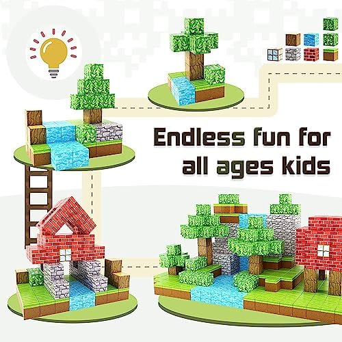 100PCS Magnetic Blocks-Build Mine Magnet World Set for Boys & Girls Age 3-5 6-8, STEM Sensory Toys for Toddlers Gifts for 3+ Years Old Girls Boys,1" Magnet Cubes Classroom Must Haves Construction Toys