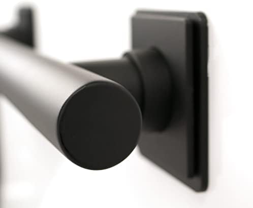 12-inch Coronado Designer Straight Bathroom Shower Grab Bar with Decorative Square Flanges, Matte Black