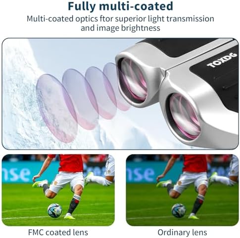 12x25 Compact Binoculars for Kids and Adults High Powered Large View Waterproof Binoculars with Clear Low Light Vision, Easy Focus Small Binoculars for Bird Watching, Hunting, Travel(Silver)