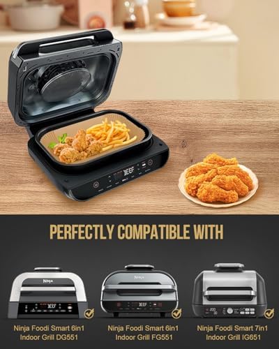130PCS Air Fryer Liners Disposable for Ninja FG551/DG551 6-in-1 Indoor Grill, MMH Airfryer Parchment Paper Liner Rectangular for Ninja Smart XL Air Fryer, Ninja IG601 Foodi Airfryer Oven Accessories
