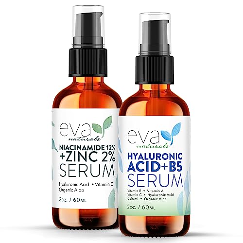 12% Niacinamide Serum & Hyaluronic B5 Serum Bundle For Smooth Bright & Youthful Skin - Pore Minimizer & Moisturizer for Skin - Reduce Dark Spots, Fine Lines & Wrinkles with Zinc & Vitamin B5