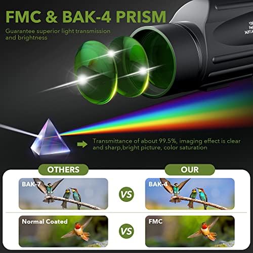 13x50 Monocular Telescope - Sunhe High Power Zoom Monocular with BAK4 Prism, FMC Lens, Handle, Smart Phone Adapter for Bird Watching Hunting Hiking Camping Traveling Gift for Mens/Adults (Ordinary)
