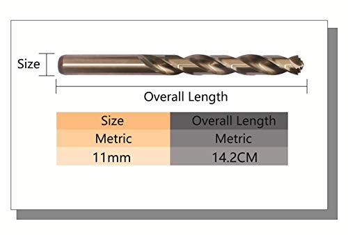 11mm x 2pcs M42 8％ Cobalt Drill Bits for Stainless Steel and Hard Metal