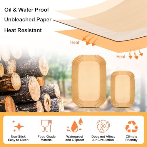 150Pcs Air Fryer Liners Disposable for Ninja Foodi DZ071 7-QT/11-QT/Instant 9 QT DualZone FlexBasket Air Fryer, 100Pcs Small Airfryer Liners For DualZone FlexBasket & 50Pcs Large Paper for Megazone