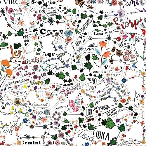 100Pcs Constellation Flowers Stickers Zodiac Signs Flowers Decals Vinyl Waterproof Floral Stickers for Teens Adults Journaling Water Bottle Laptop Skateboard Scrapbook Hydroflask for Kids Teens DIY Decorations(Constellation Flowers)
