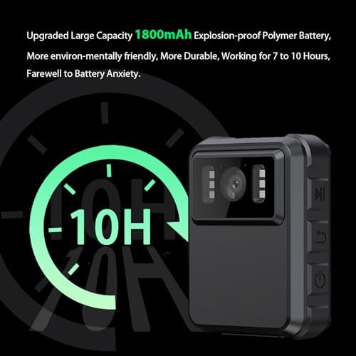1080P Body Camera, Body Mounted Video Camera Built-in 64GB, Personal Wearable Cam with 2.0” Screen, IR Night Vision, IP65, Bodycam for Civilians(NO WiFi NO APP)