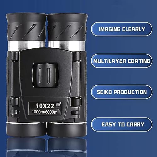 10x22High Powered Waterproof Mini Binoculars for Adults Kids with Phone Adapter Compact, Pocket Binoculars for Bird Watching, Hunting, Concerts, Opera,Theater, Travel, Sightseeing,Outdoor Adventures