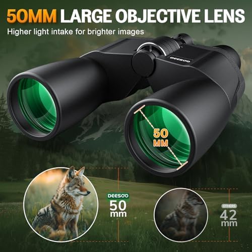 12-36x50 HD Binoculars for Adults - High Powered Binoculars with Clear Low Light Vision for Bird Watching - Zoom Binoculars with Large View for Hunting Cruise Ship Travel Hiking Opera