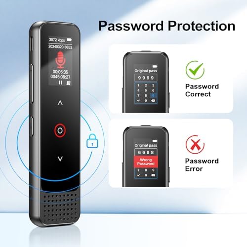 128GB Digital Voice Recorder with Playback, Small Voice Activated Recording Device for Lectures & Meetings, Bluetooth Noise Cancelling Audio Recorder Device (Black)